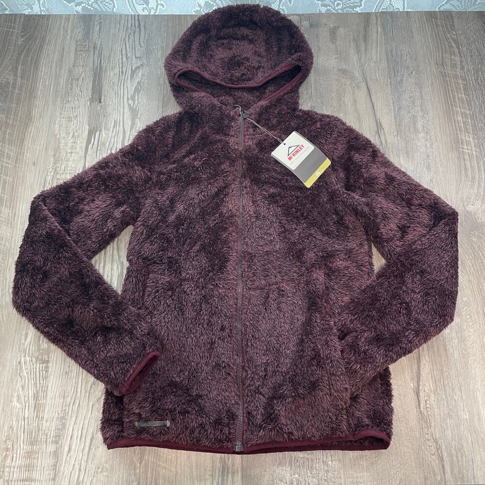 McKinley Fleece Hoodie Zip Jacket Fuzzy Teddy Wine Purple Women Small
